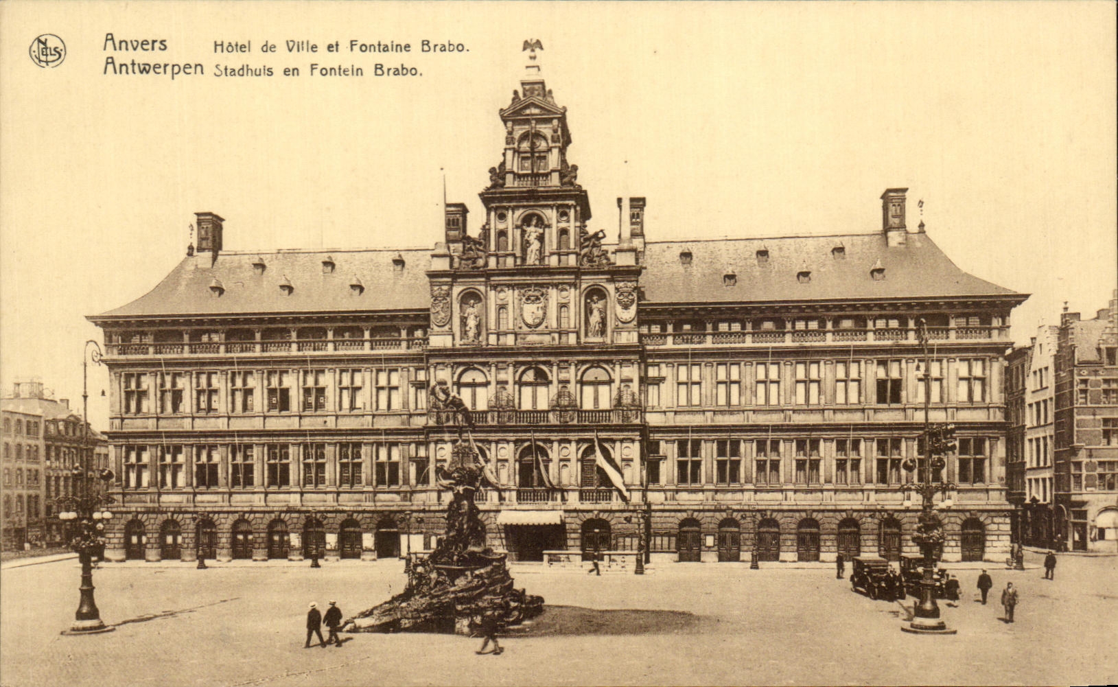 Fuente Brabo Antwerpen Sfadhuis de And del ayuntamiento de CPA Amberes en Fontein Brabo