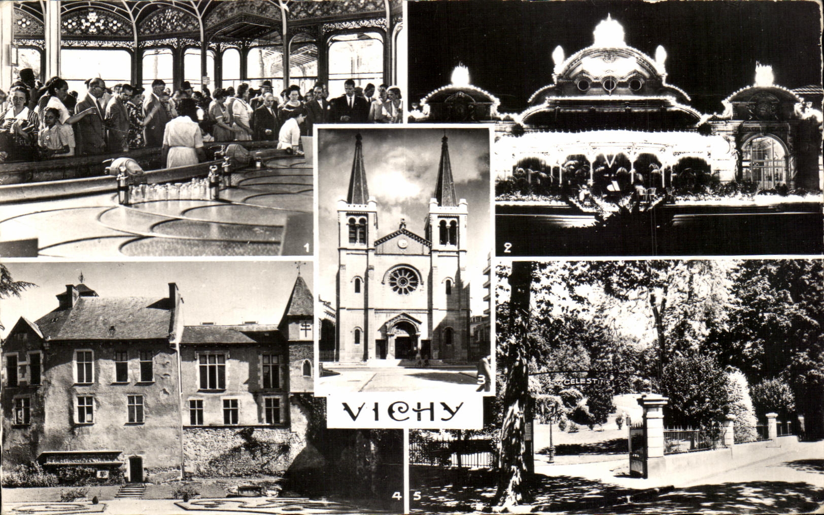 CPA Vichy Chomel Source Large casino Church Saint Louis Park of Celestins