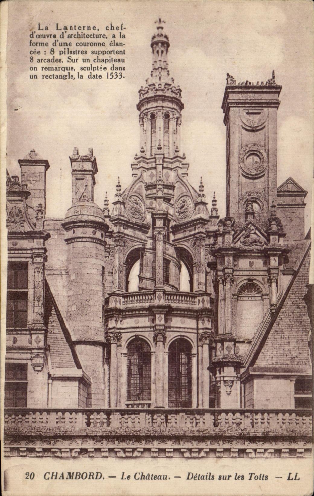 CPA Chambord Le Chateau Details sur les Toits