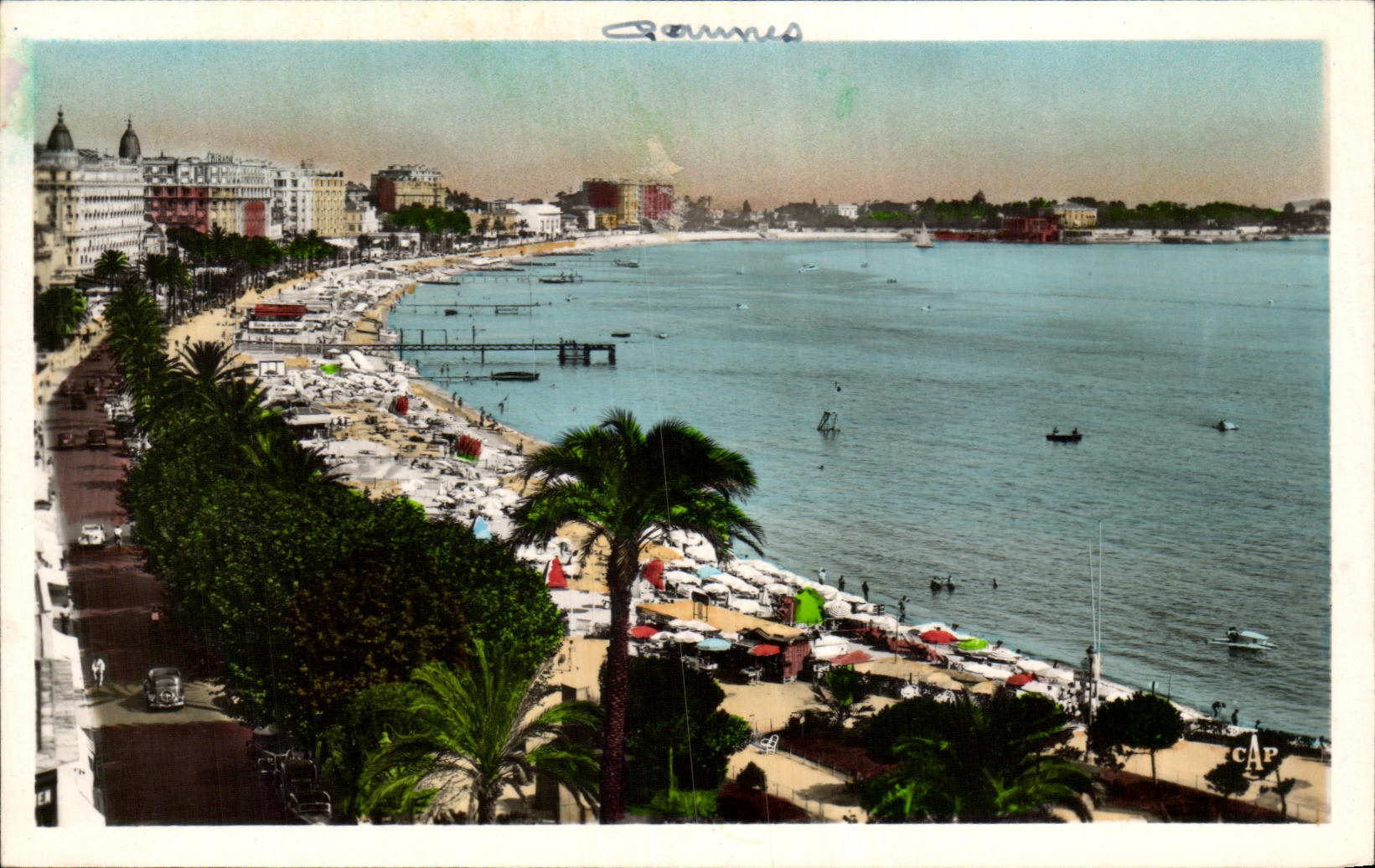 CPA Cannes View Of the Beach Of the Small cross