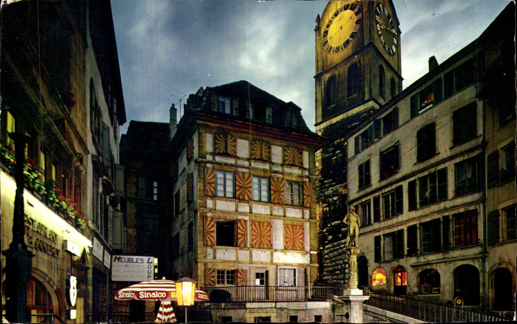 CPA Neuchatel La Fontaine Du Danneret Et La Rour De Diesse