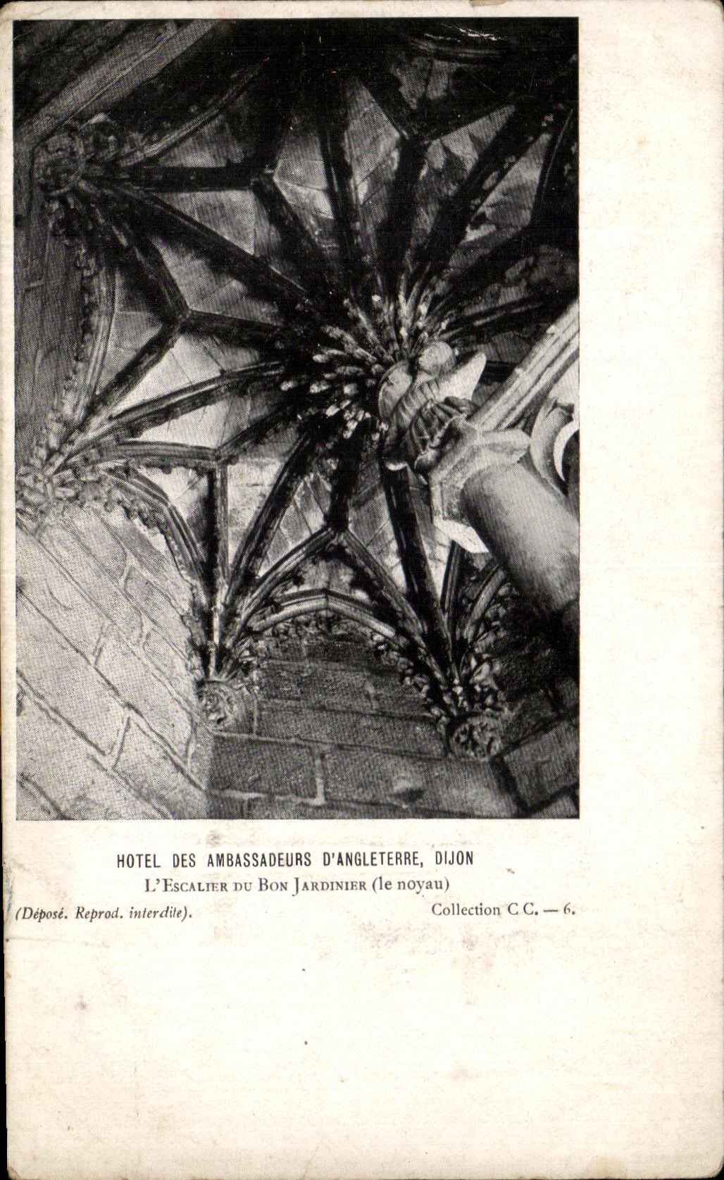 CPA Hotel Des Ambassadeurs D'Angleterre Dijon Escalier du bon jardinier