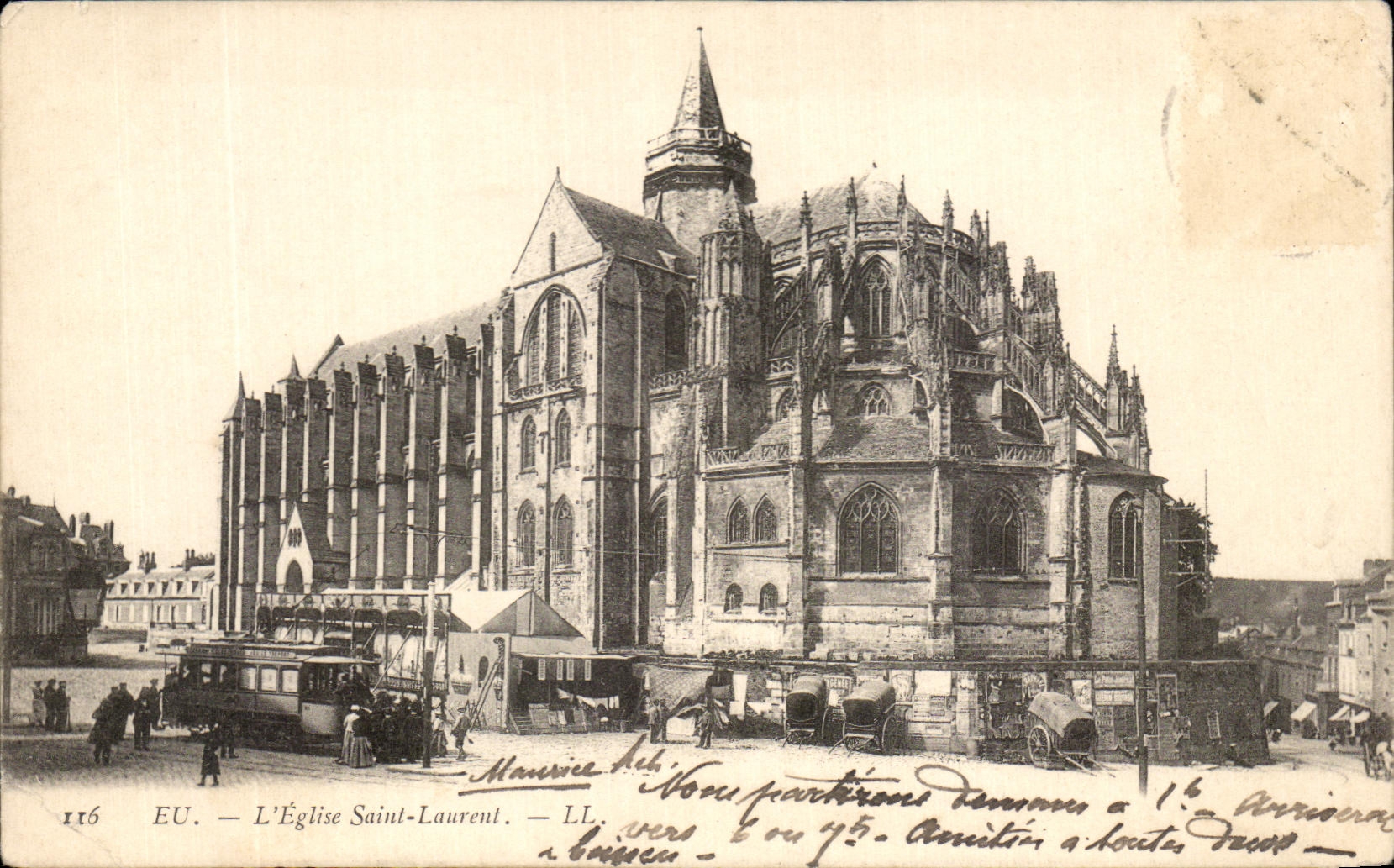 CPA tienen la tranvia de Saint Laurent de la iglesia