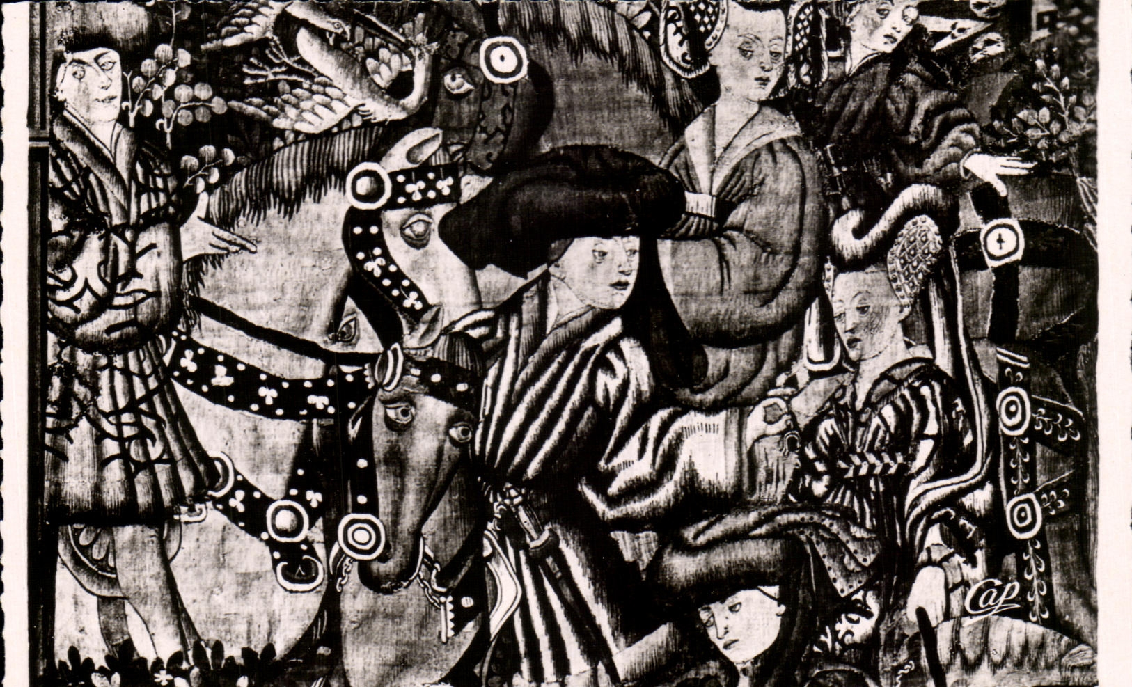 CPSM Saumur Eglise Notre Dame de Nantilly Scene de chasse Fragment de tapisserie