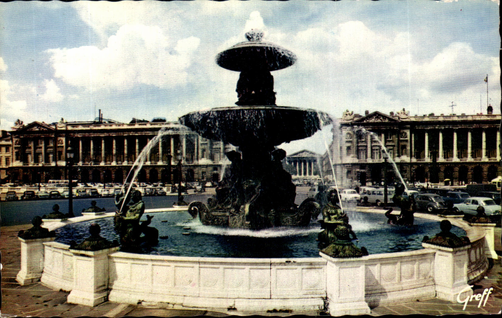 CPA Paris Places Harmony Fountain and Water jets