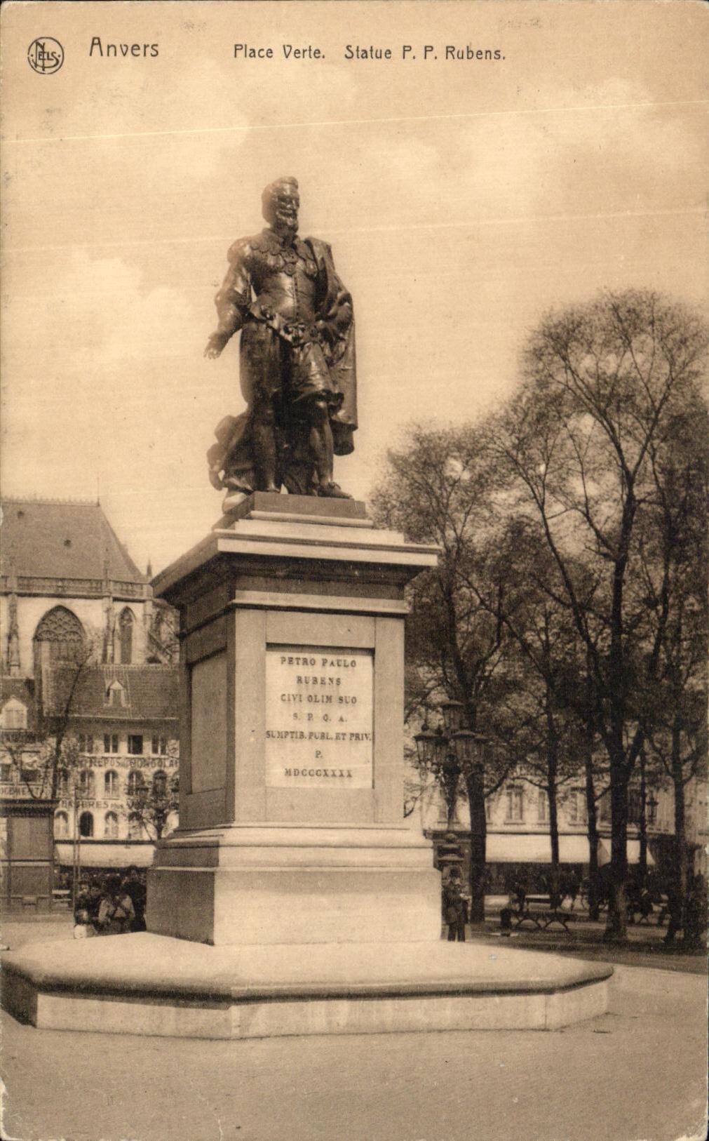 La estatua de CPA Amberes coloca la estatua verde PPP Rubens