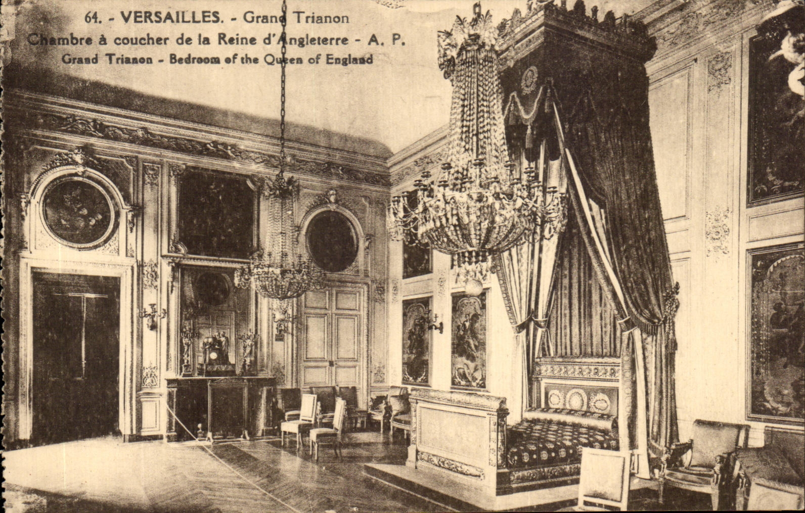 CPA Versailles Grand Trianon Chambre A Coucher De La Reine d'Angleterre