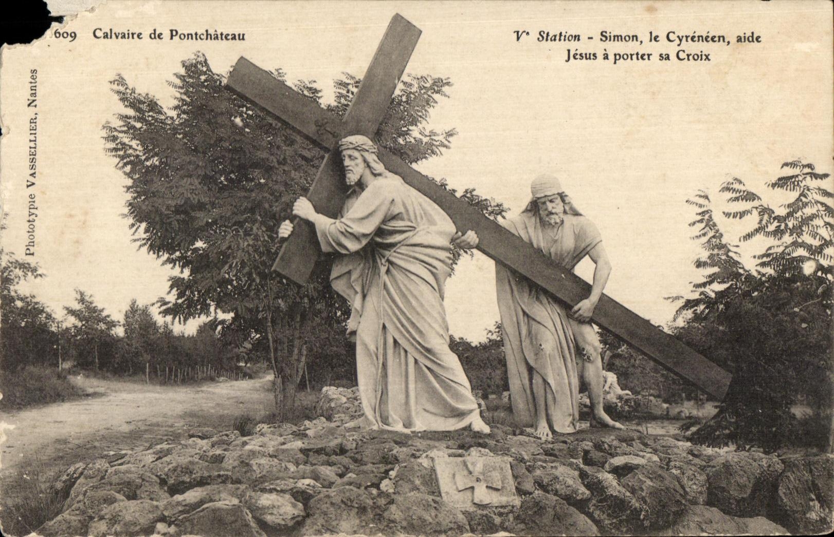 CPA Calvaire De Pontchateau Simon le cyreneen aide Jesus A porter Sa Croix