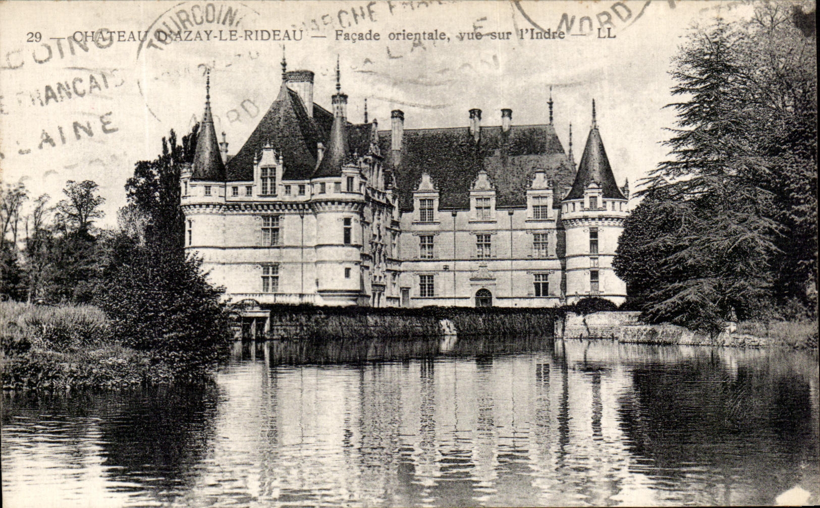Castillo D Azay de CPA la vista del este del ataque frontal de la cortina en Indre