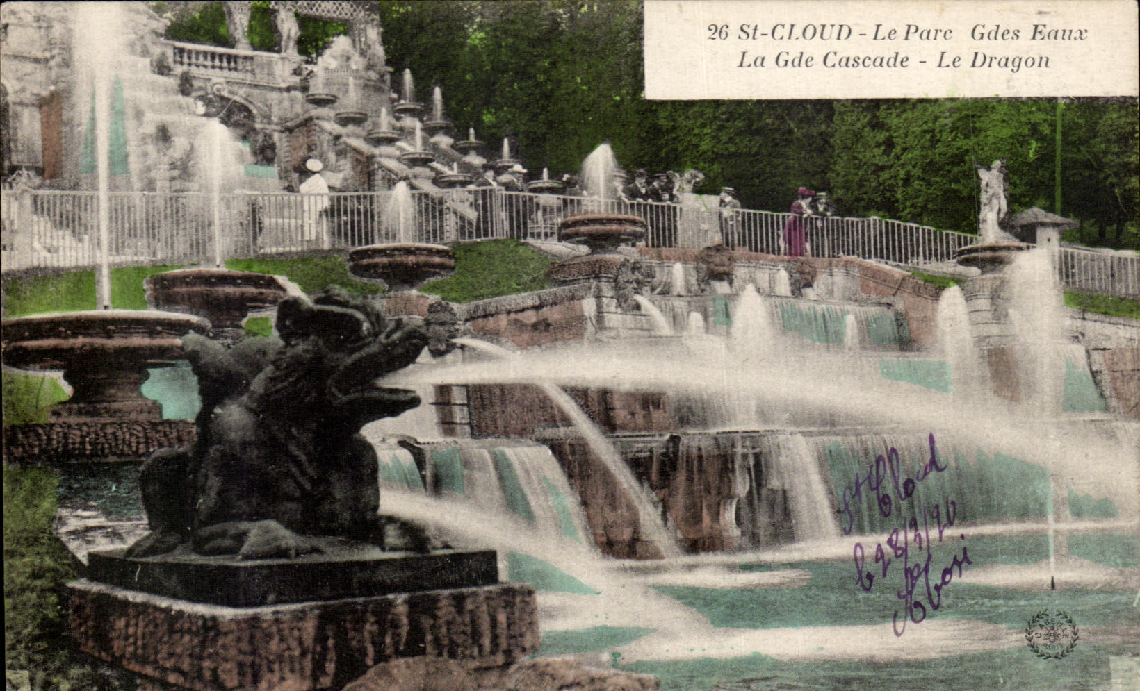 CPA St Cloud the Park Gdes Eaux Gde Cascades the Dragon