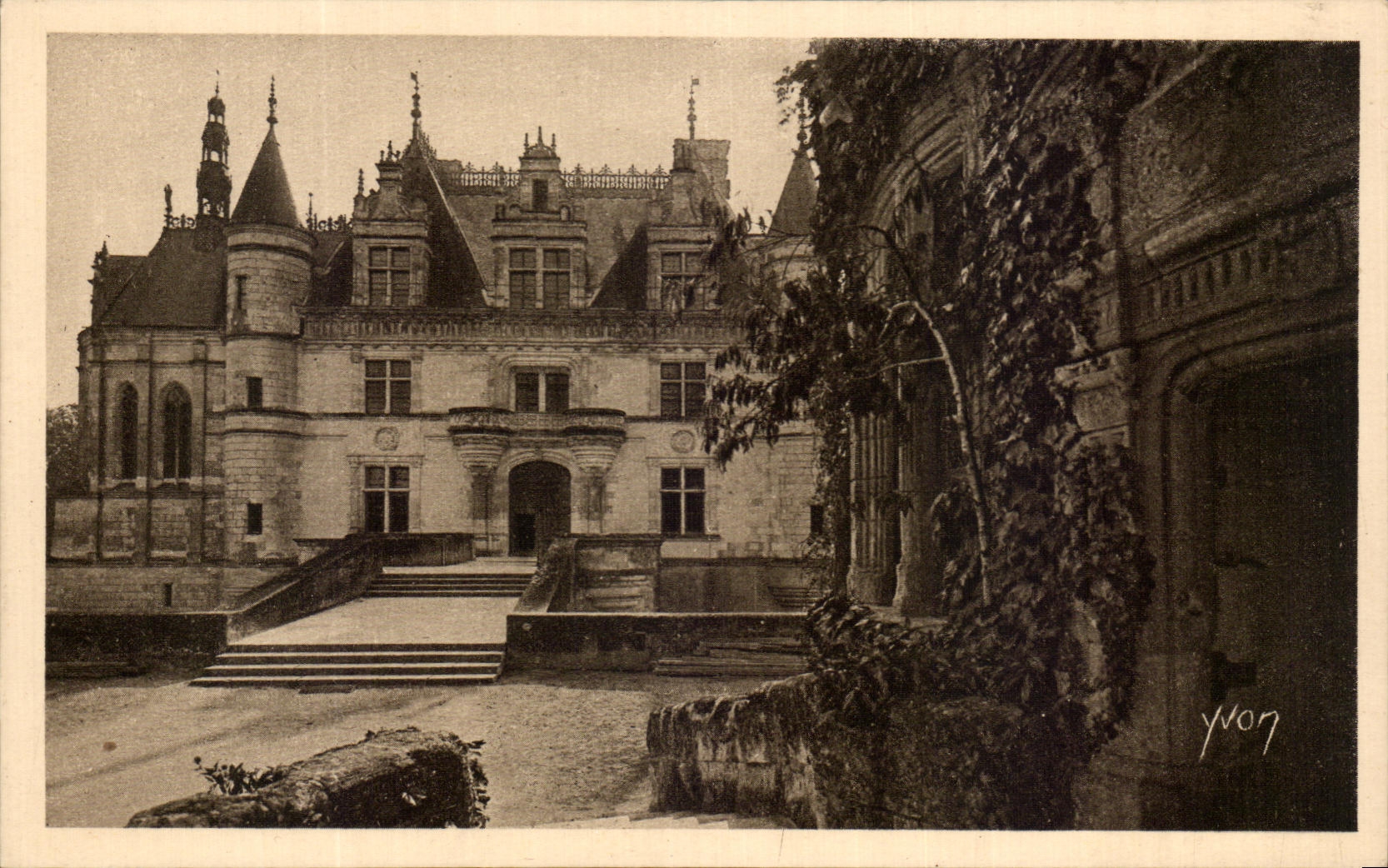 Castillo suave de CPA Francia Loire ch4ateau del ala Thomas Bohier de Chenonceaux y del detalle de la torre de las marcas