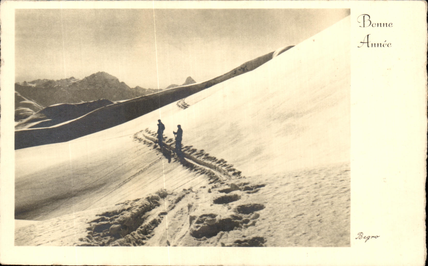 CPA Bonne Annee Montagne Ski 