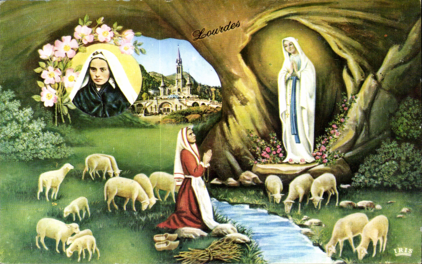 CPSM Lourdes L'apparation Bernadette