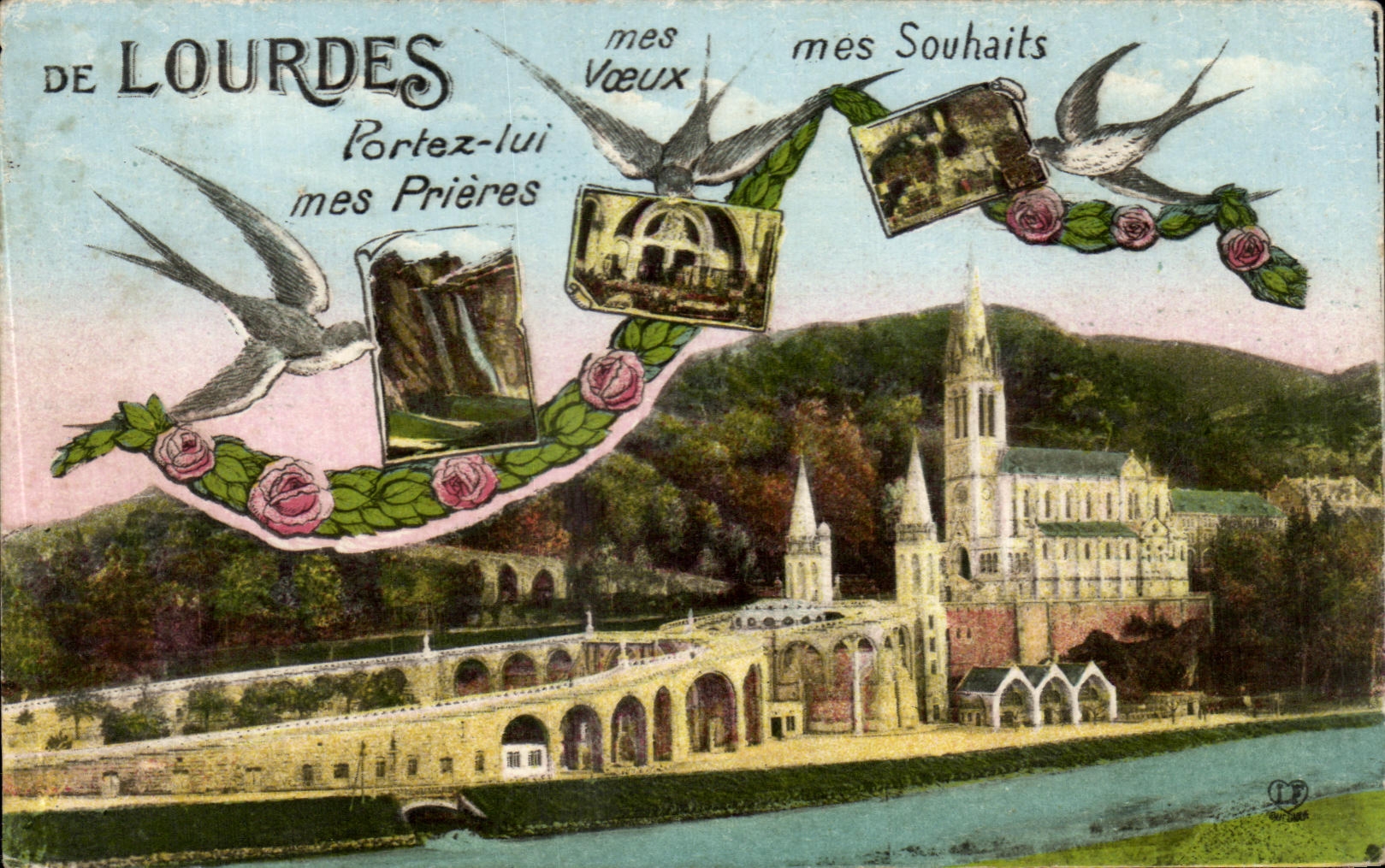 CPA Lourdes Portez mes Prieres Hirondelles 