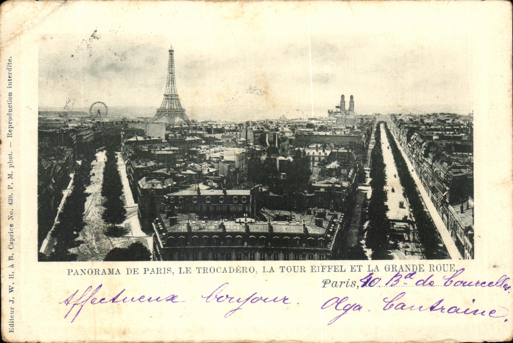 CPA Panorama De Paris Trocadero the Eiffel Tower And the Large Wheel