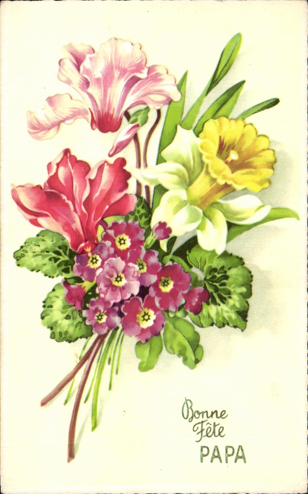 CPA Bonne Fete Papa Fantaisie Fleurs