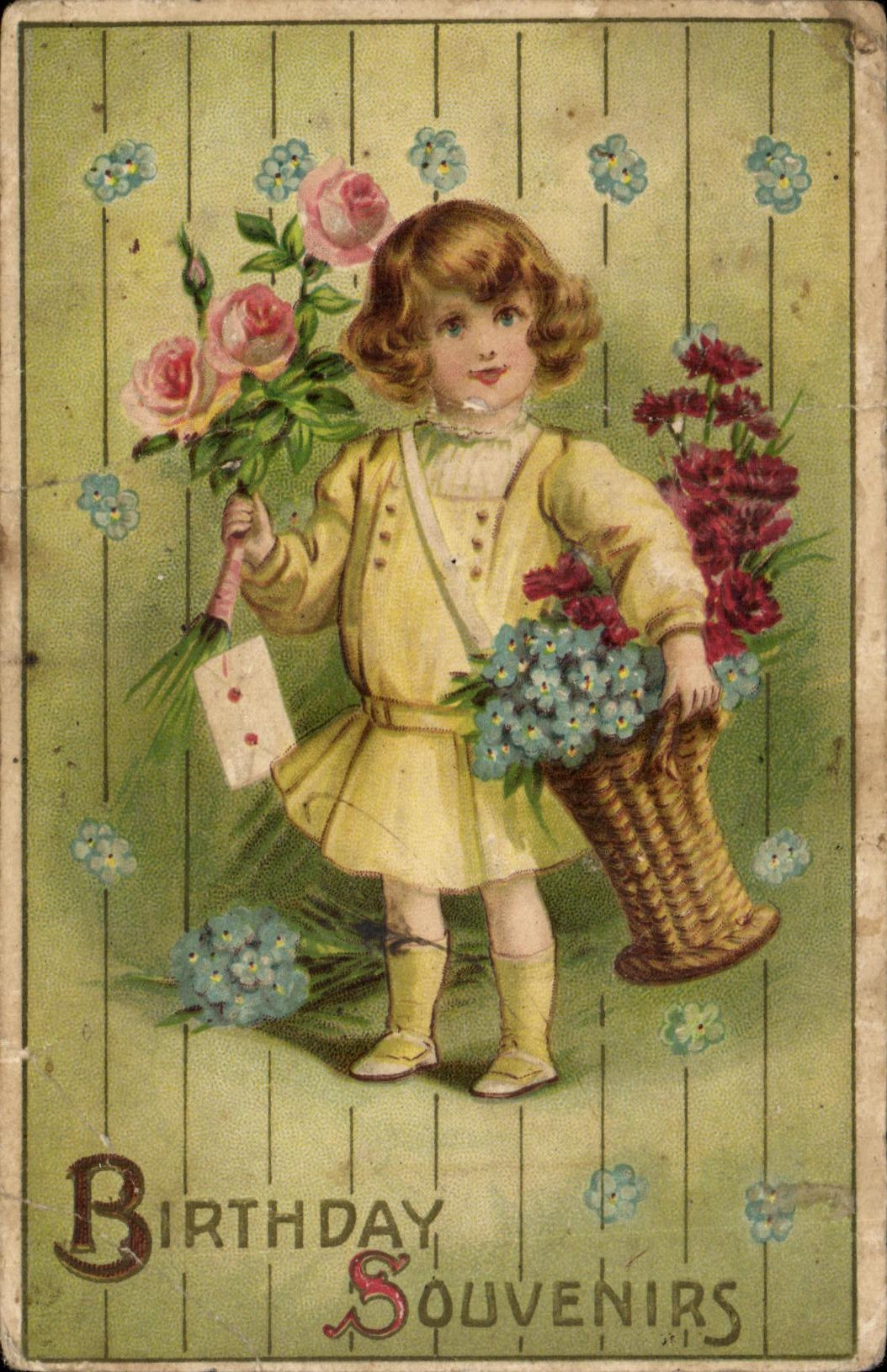 CPA Birthday Souvenirs Enfant
