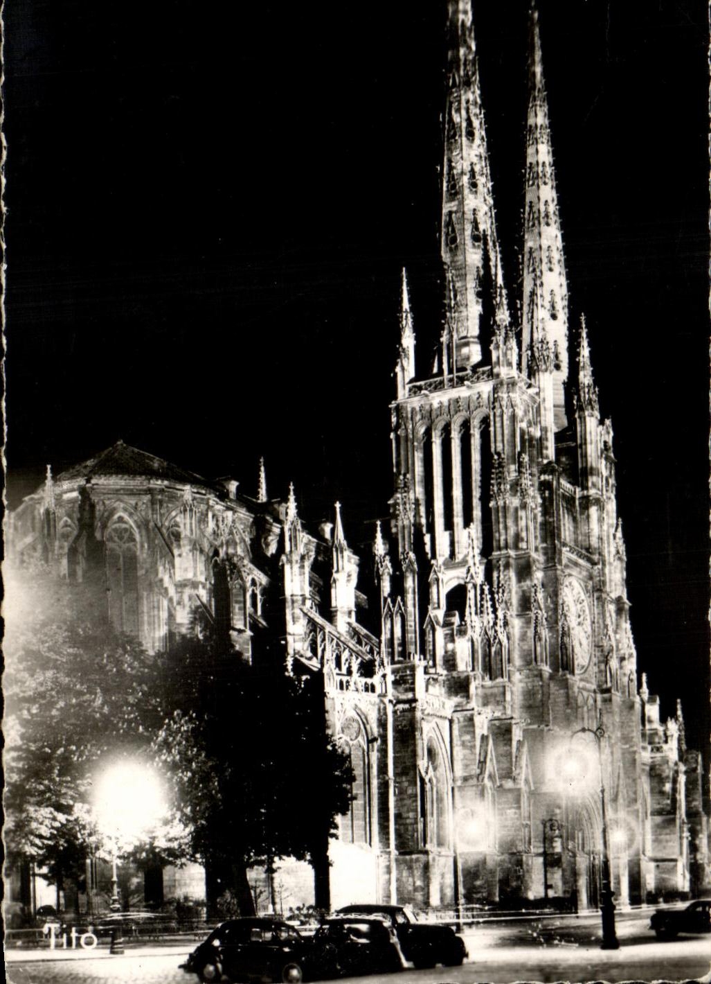 CPSM Bordeaux La cathedrale de nuit 