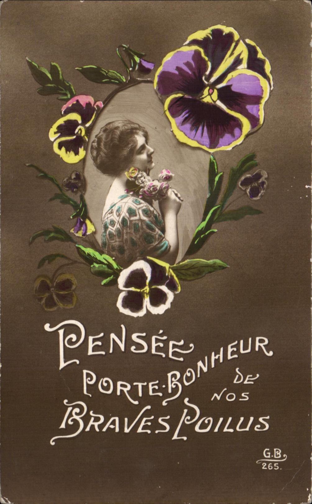 CPA Fantaisie Fleurs Femme Poilus