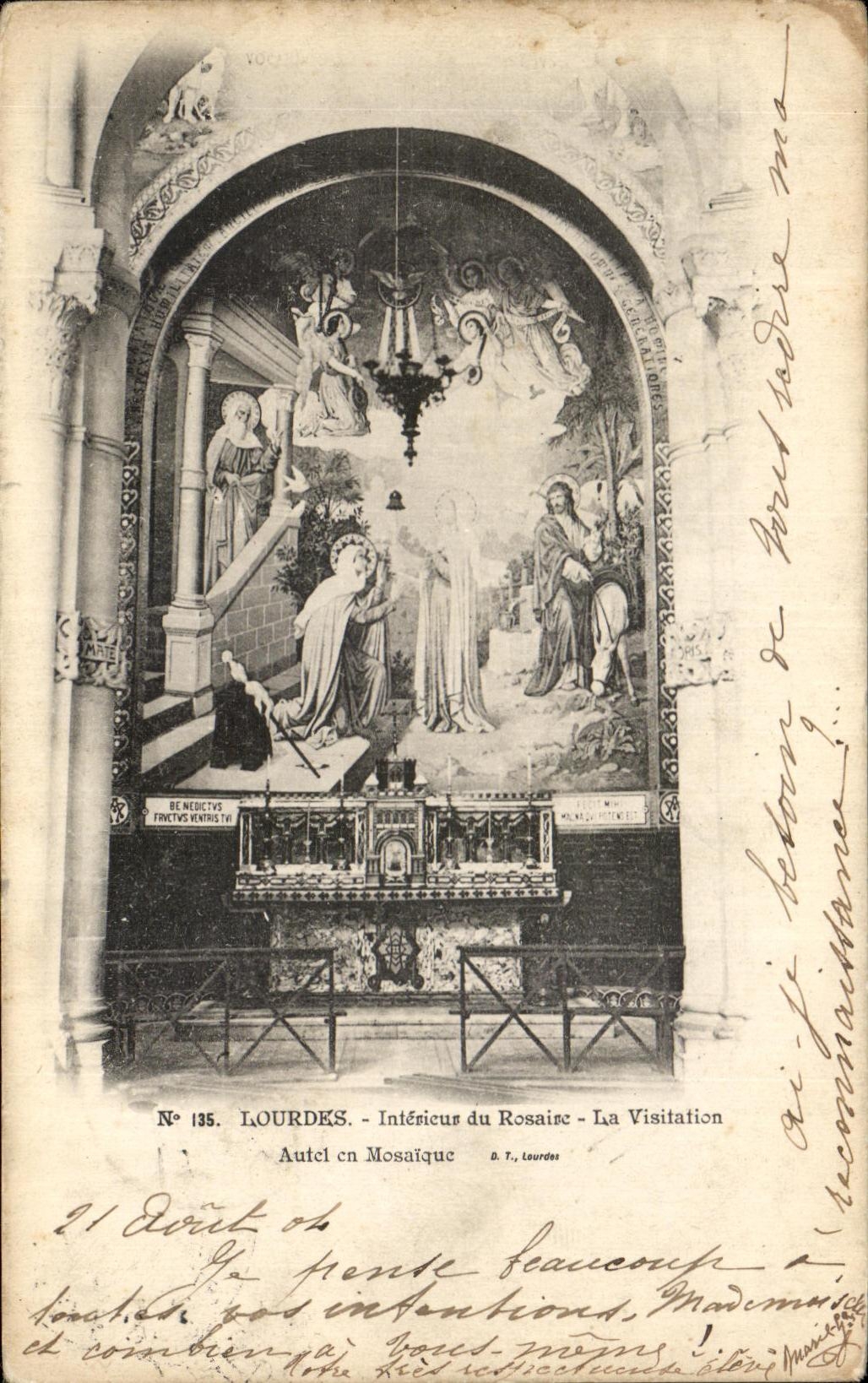 CPA Lourdes Interieur du Rosaire La Visitation autel en mosaique 