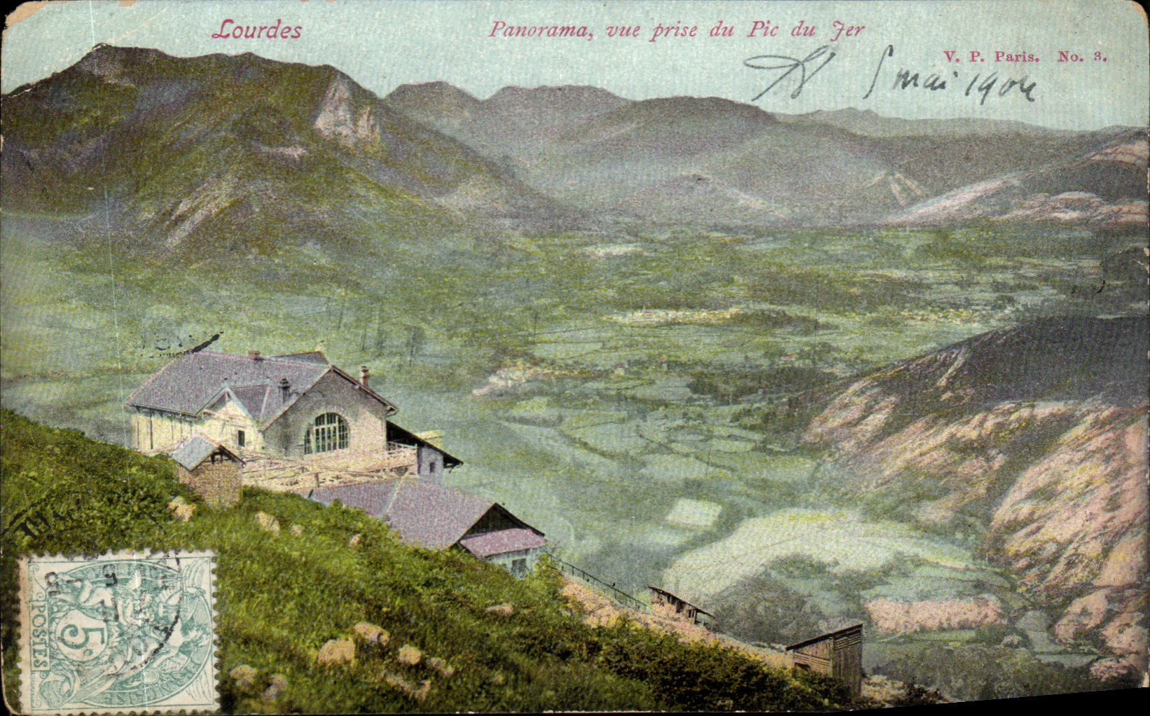 CPA Lourdes Panorama vue prise du Pic du per