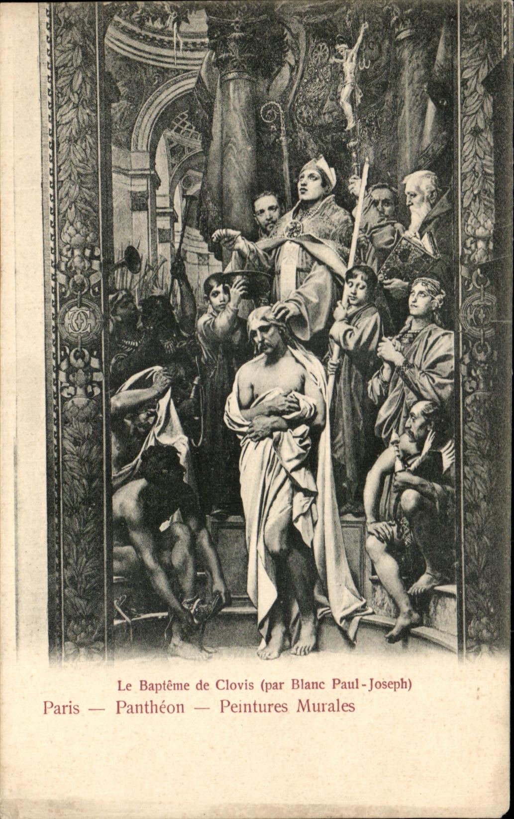 CPA Paris the Pantheon Murals Baptism of Clovis per White Paul Joseph