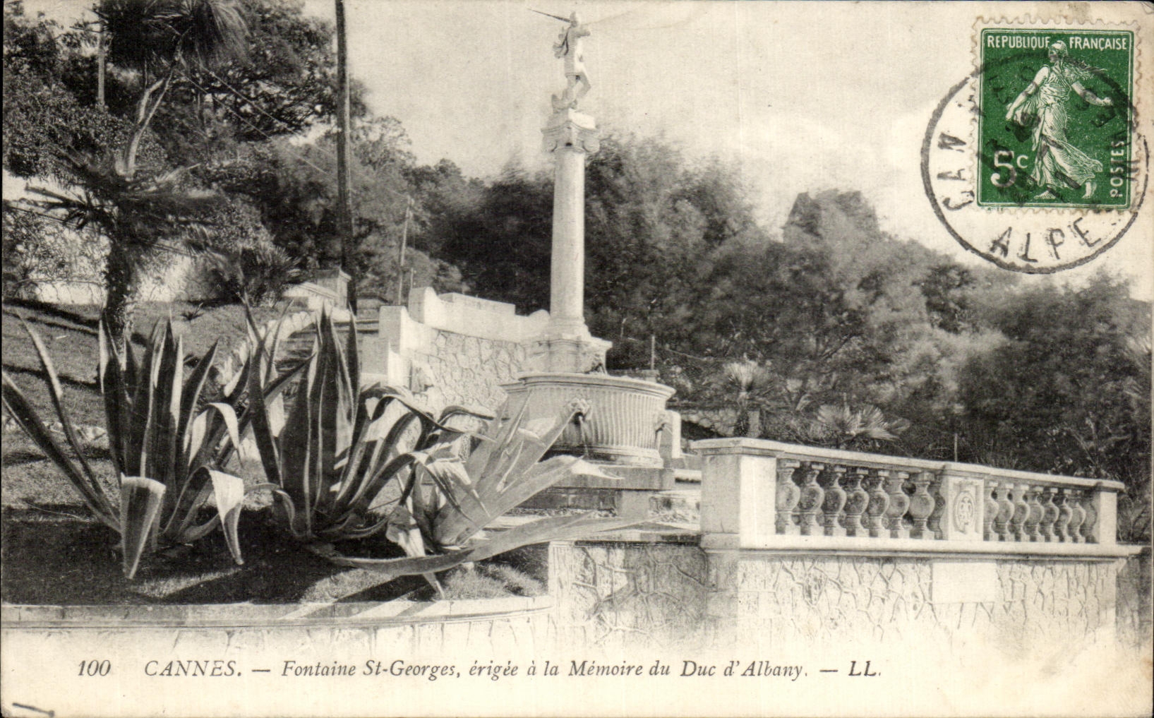 CPA Cannes Fountain St Georges erigee with the Memory of the Duke of Albany