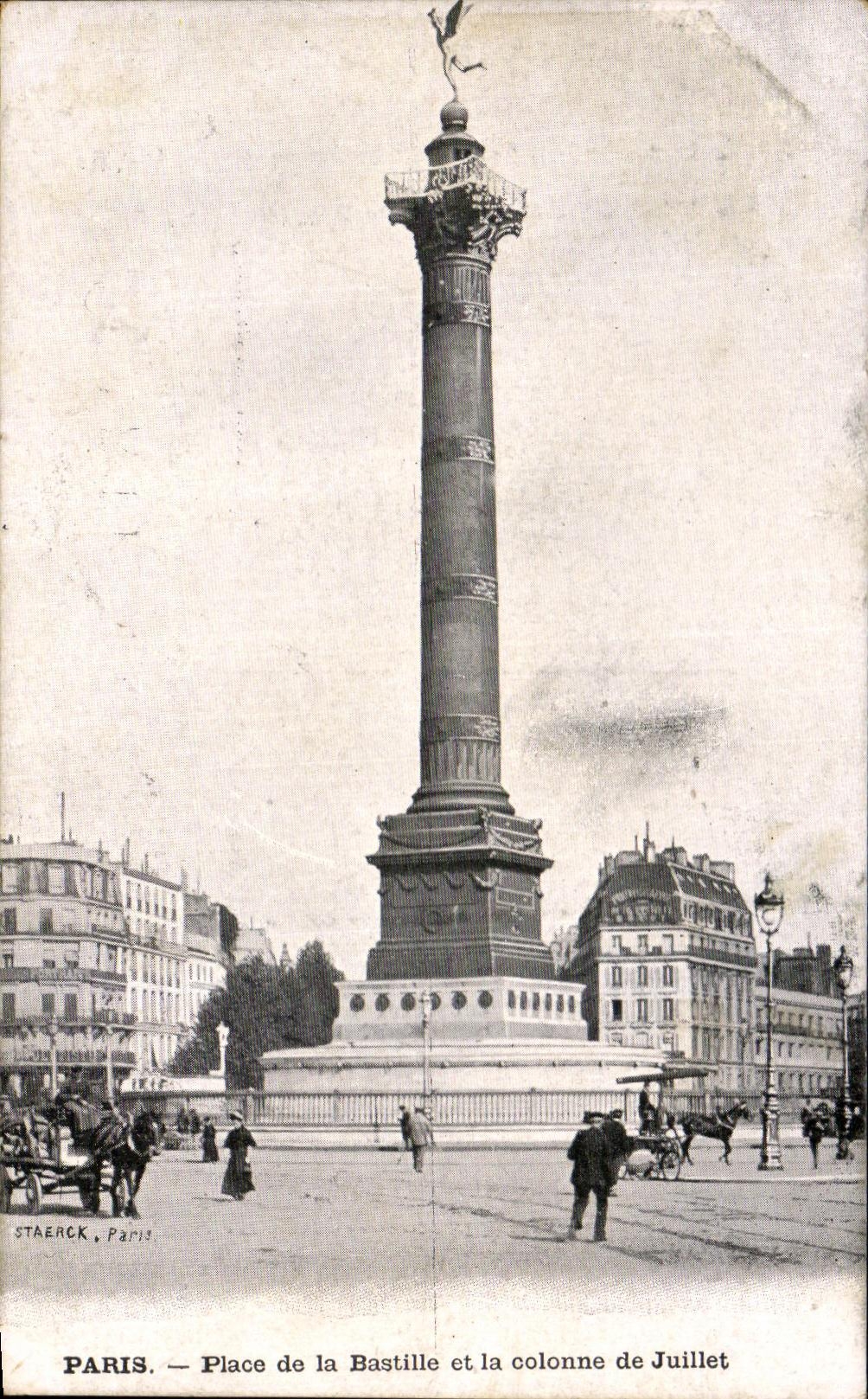 CPA Paris Places Bastille and the column of July