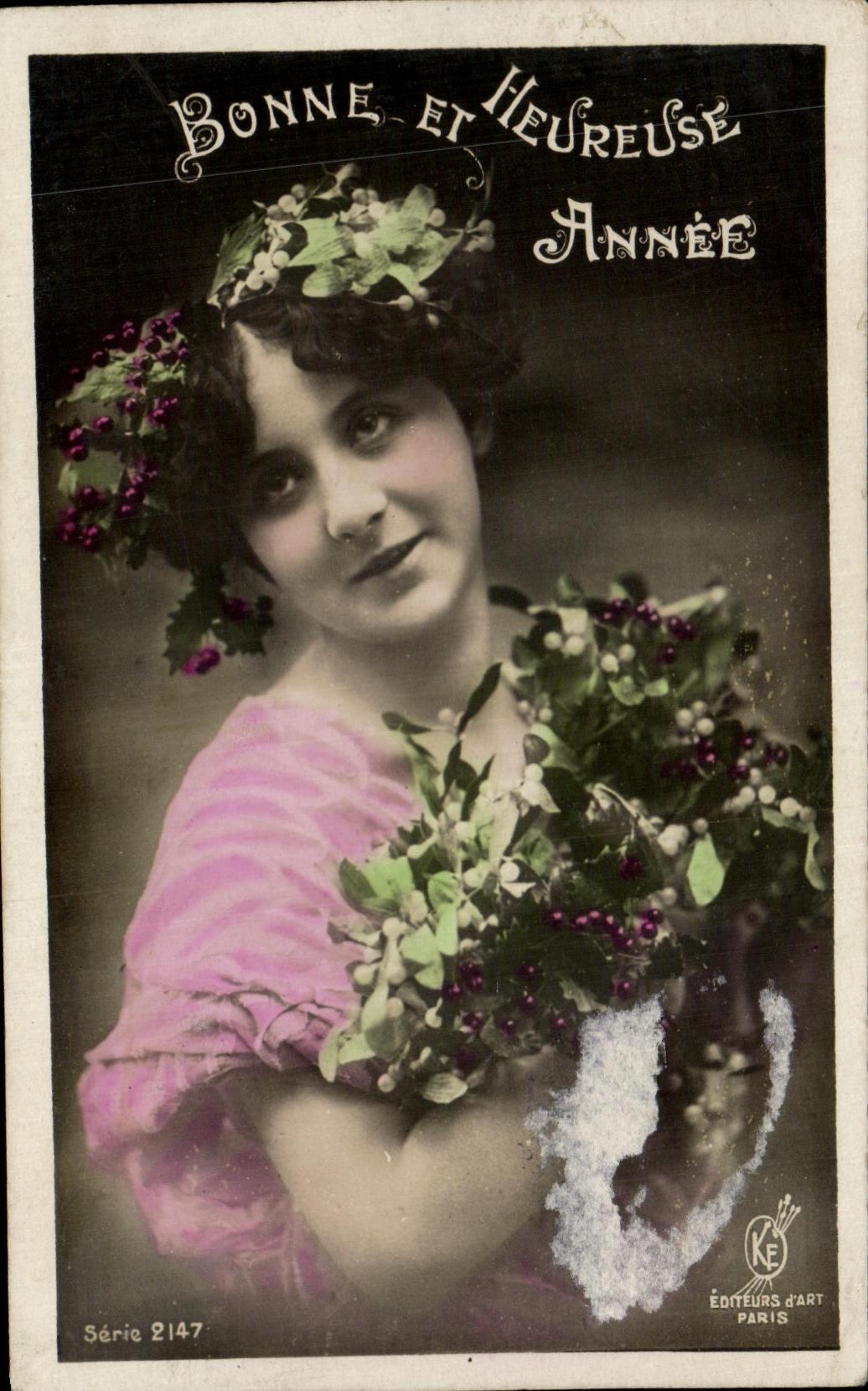 CPA Fantaisie Femme Bonne Et Heureuse Annee