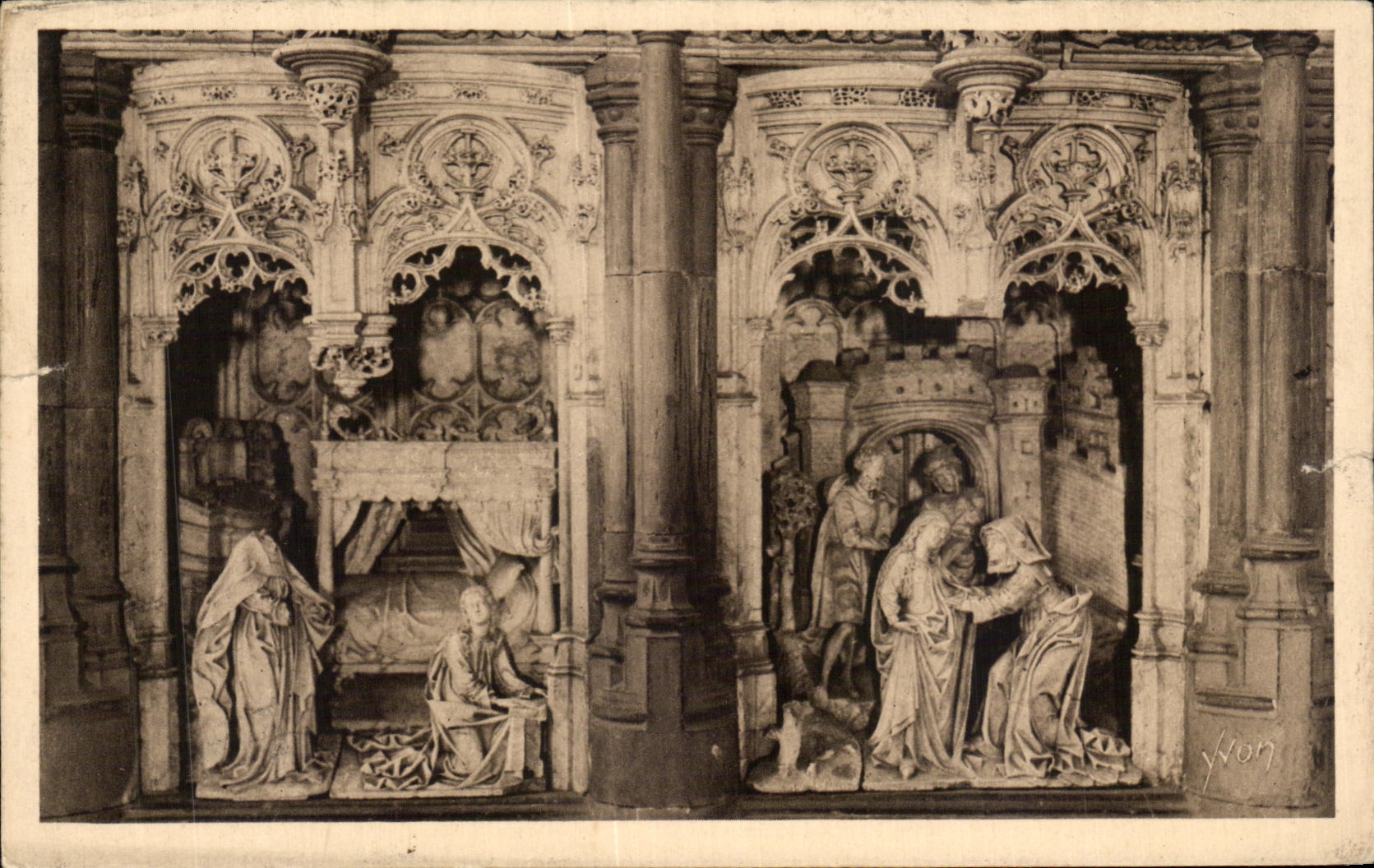 CPA Bourg Eglise de Brou Figures du Retable de la Chapelle de la Vierge
