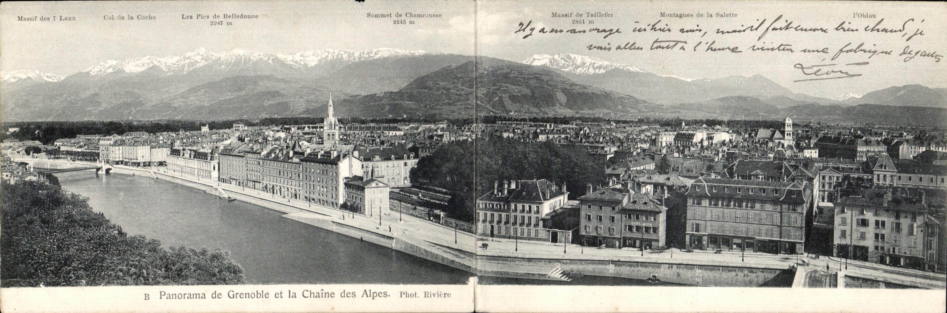 CARTE DOUBLE Panorama de Grenoble et la Chaine des Alpes