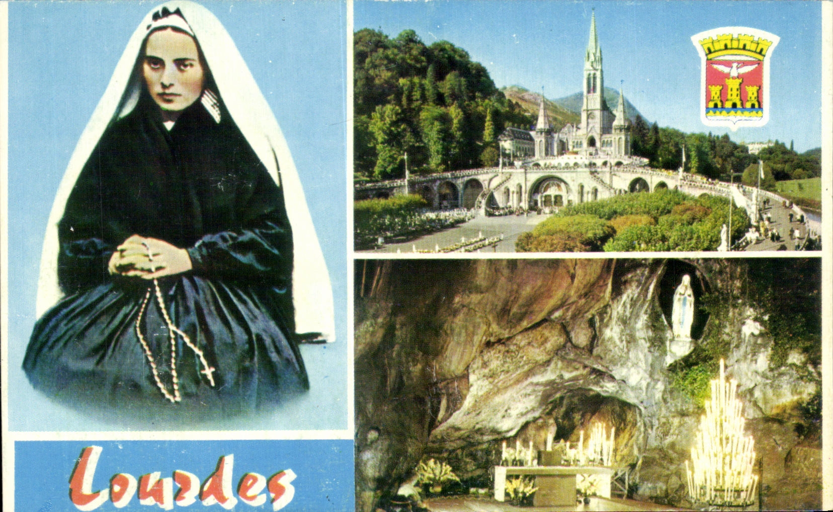 CPA Lourdes Ste Bernadette La basilique La grotte