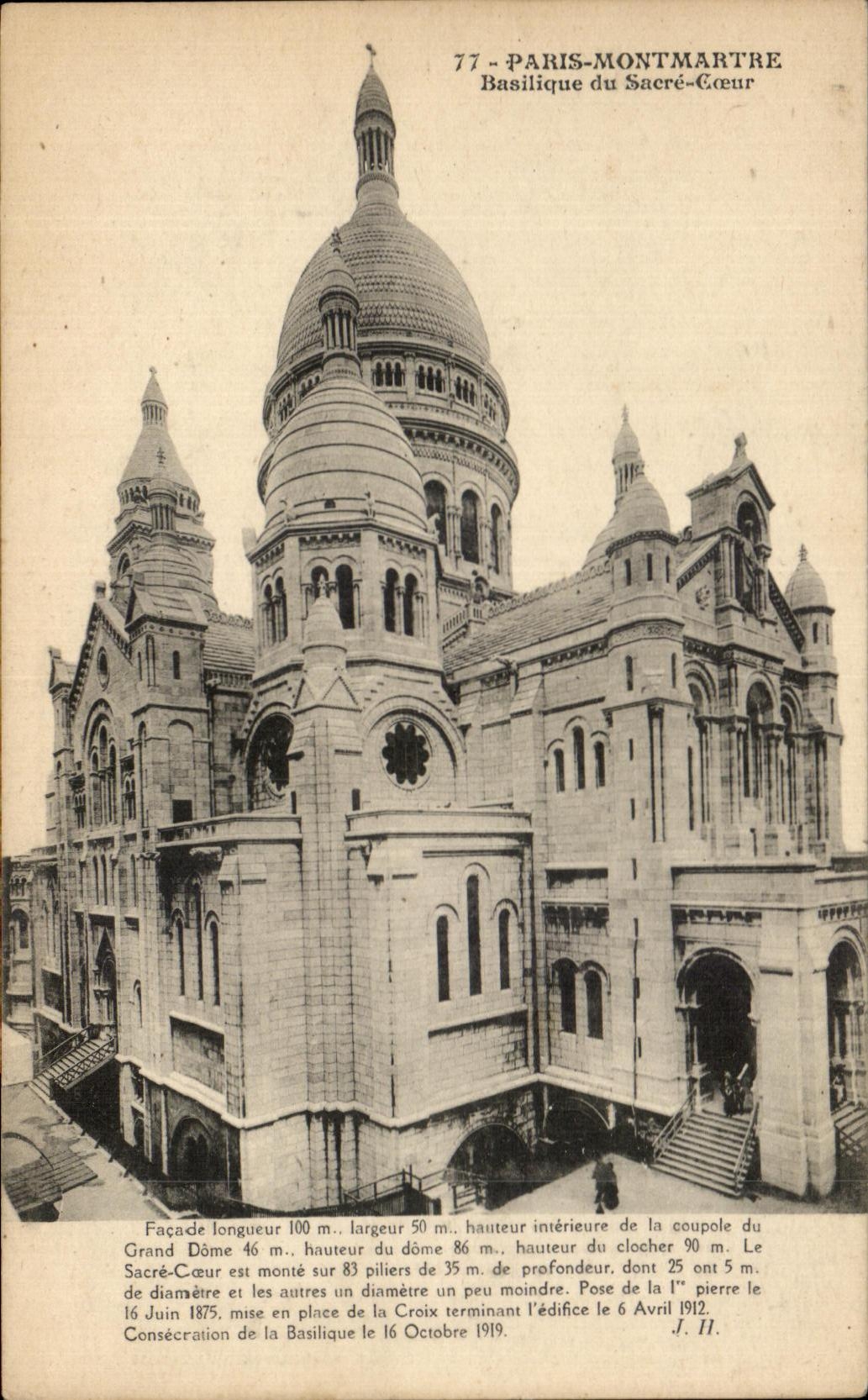 CPA Paris Montmartre Basllique Of the Sacring Heart