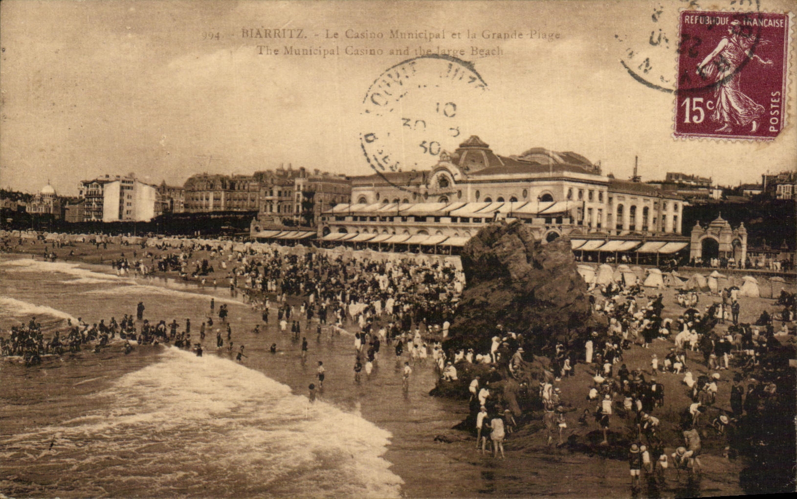 CPA Biarritz Le Casino Municipal Et La Grande Plage 