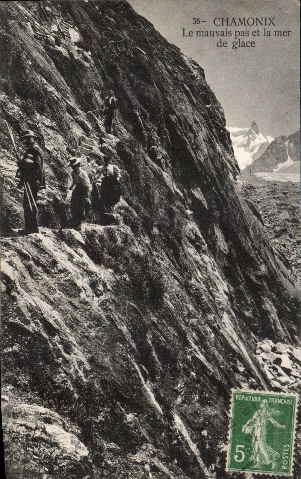 CPA Chamonix Le Mauvais Pas et la Mer de Glace Alpinisme 