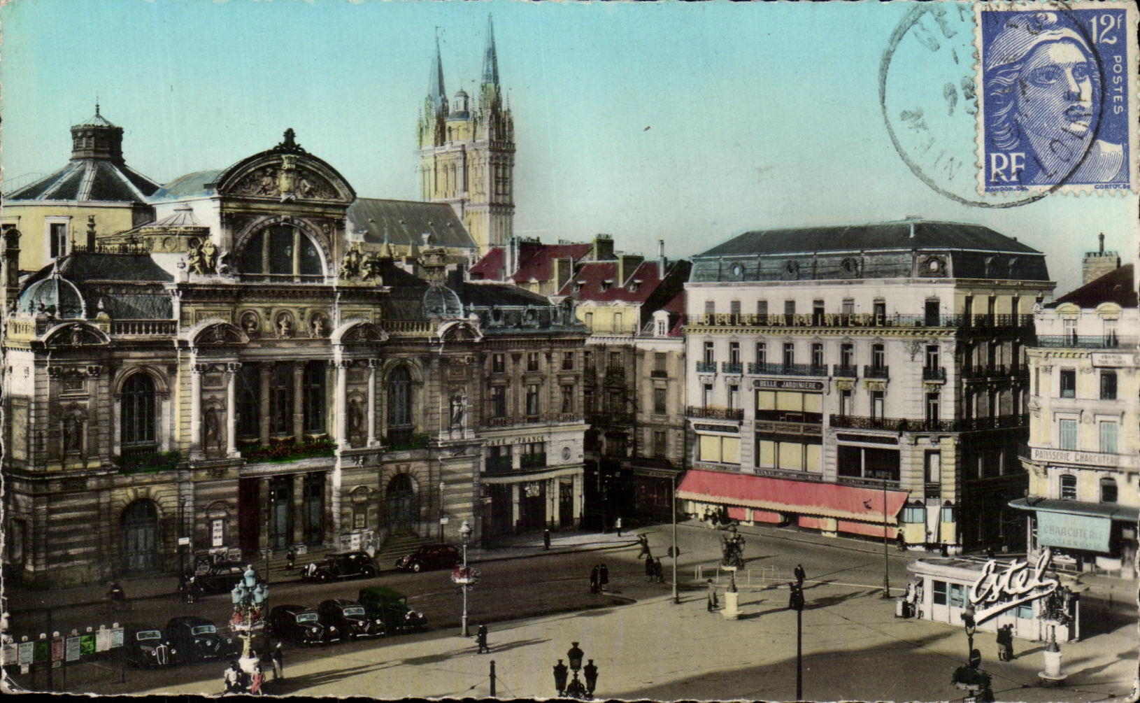 CPA Angers La Place du Ralliement le Theatre et la Cathedrale