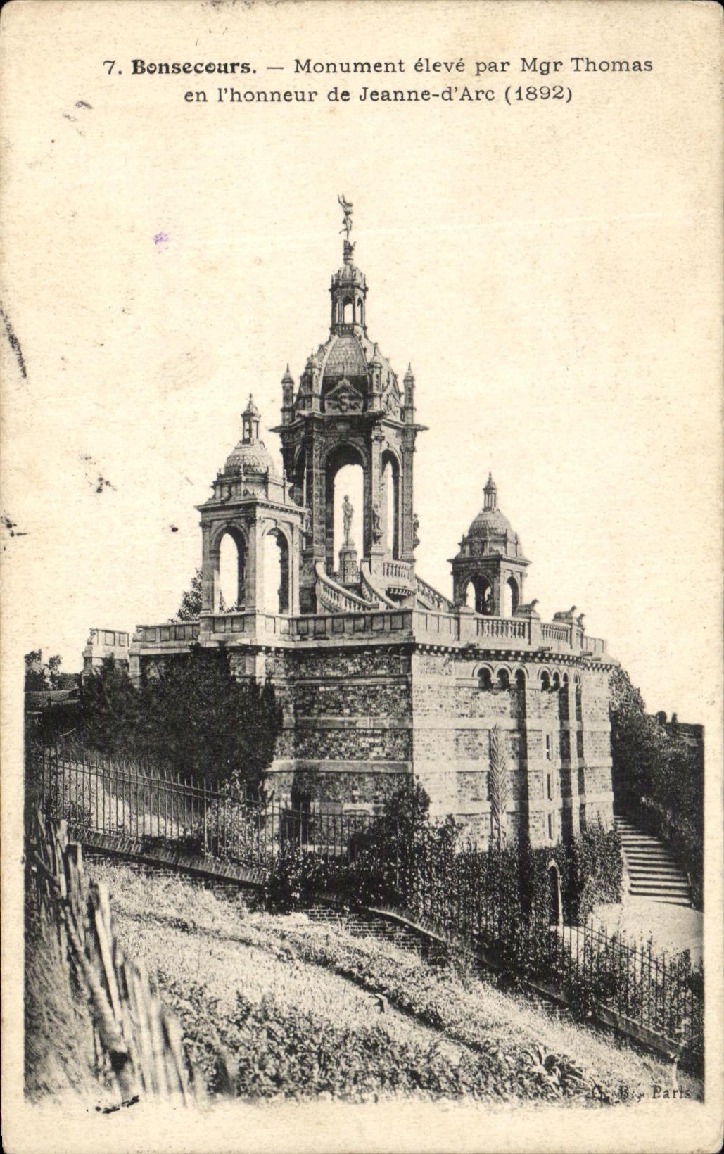 CPA Bonsecours Monument raised by Mgr Thomas in the honor of Jeanne D Arc