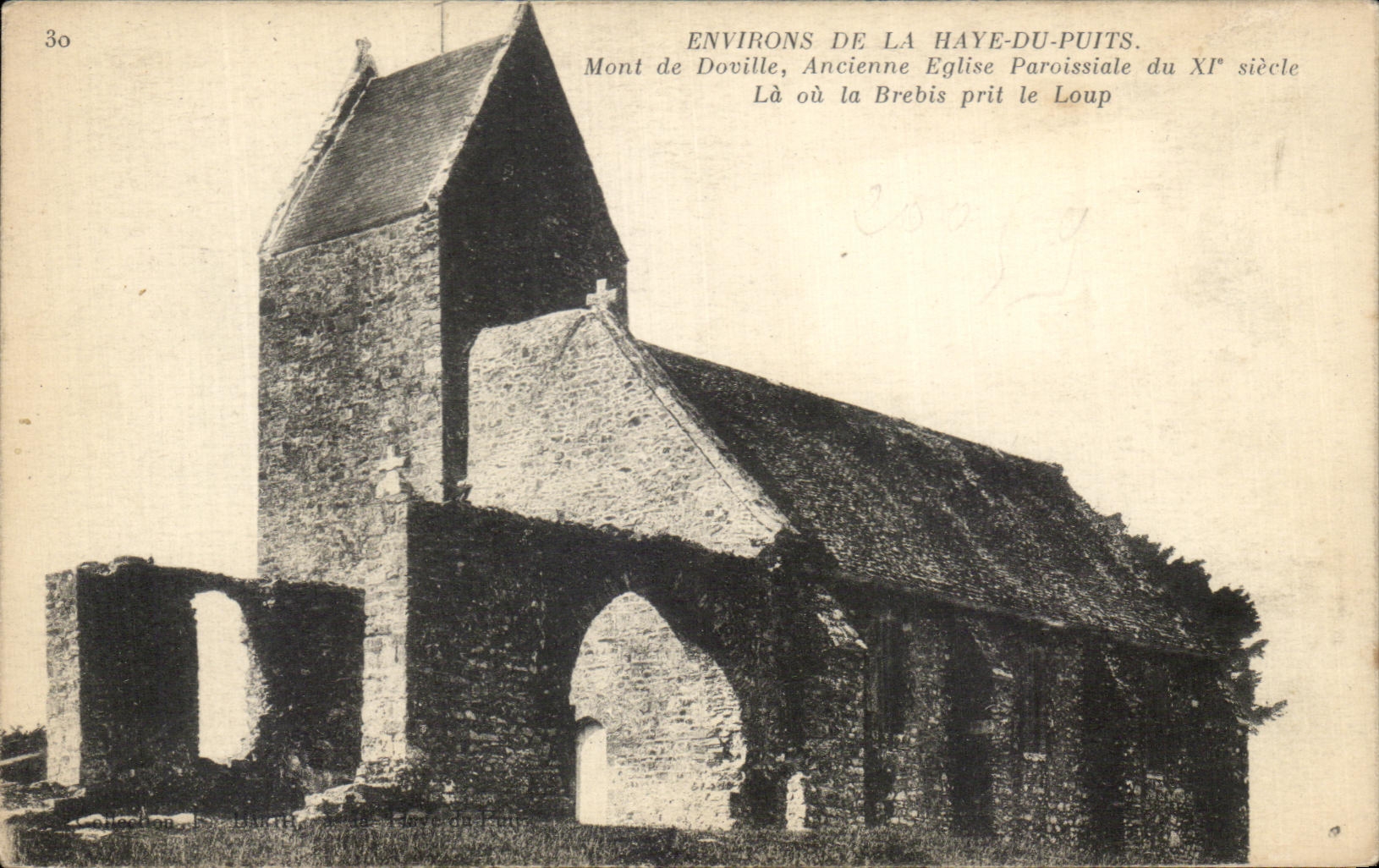 CPA Environs De La Haye Du Puits Mont de Doville Ancienne Eglise Paroissiale du