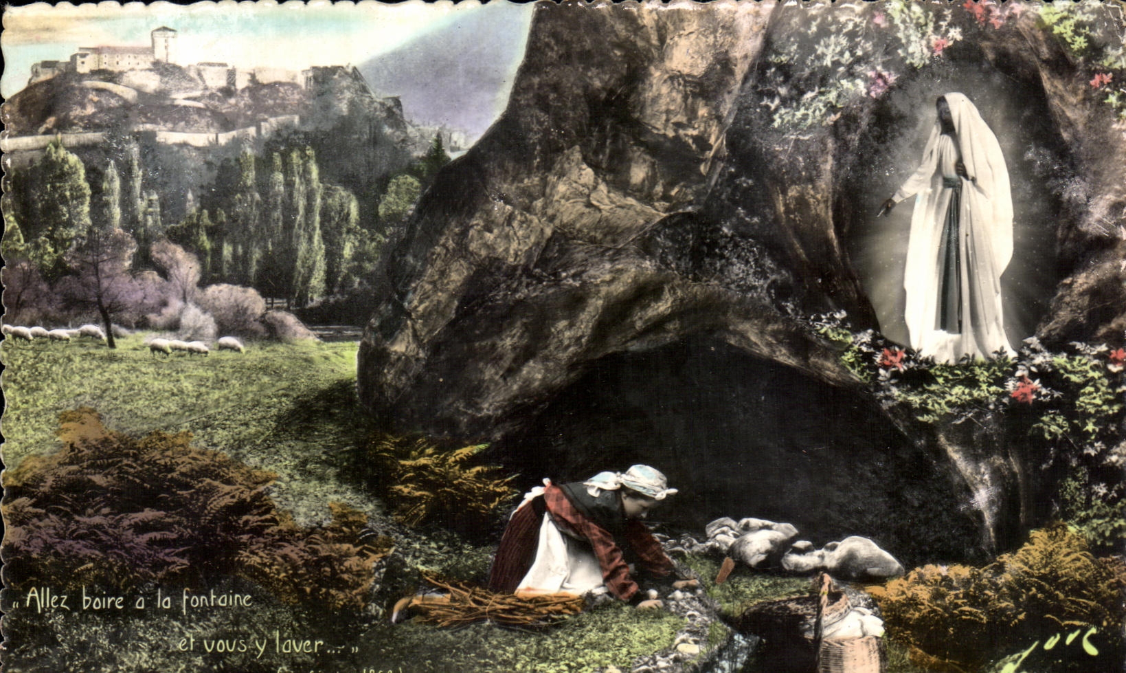 CPSM Lourdes Decouverte de la source miraculeuse