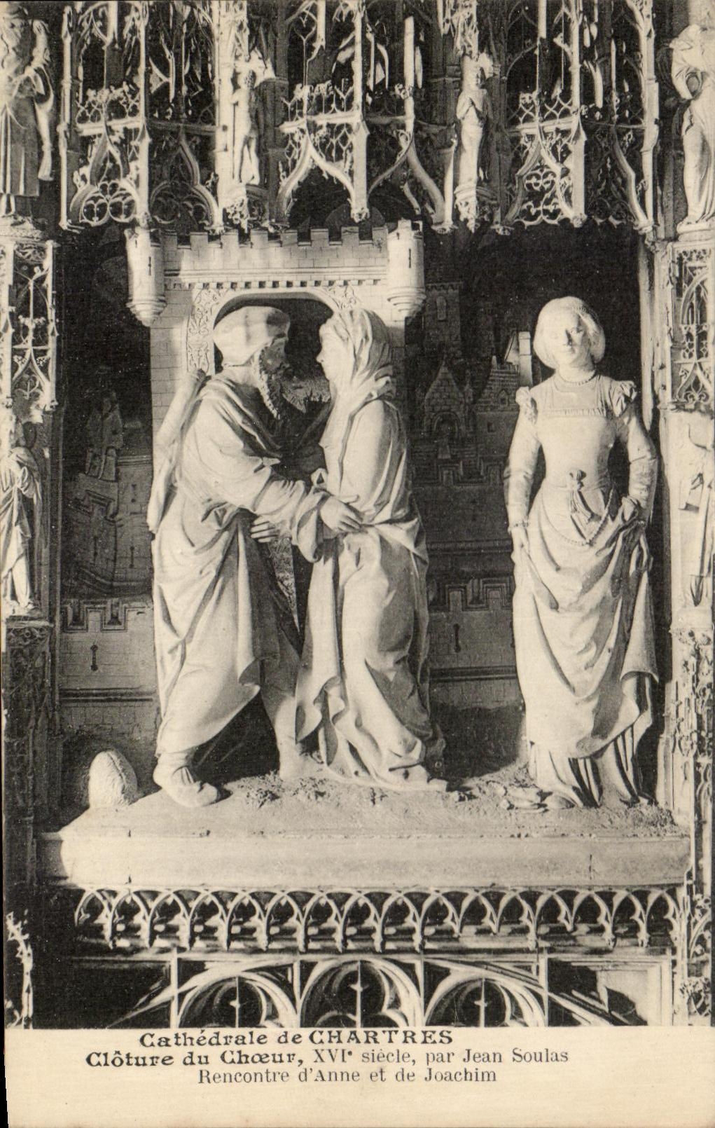 CPA Cathedrale de Chartres Cloture du Choeur Par Jean Soulas Rencontre d'Anne et de Joachim