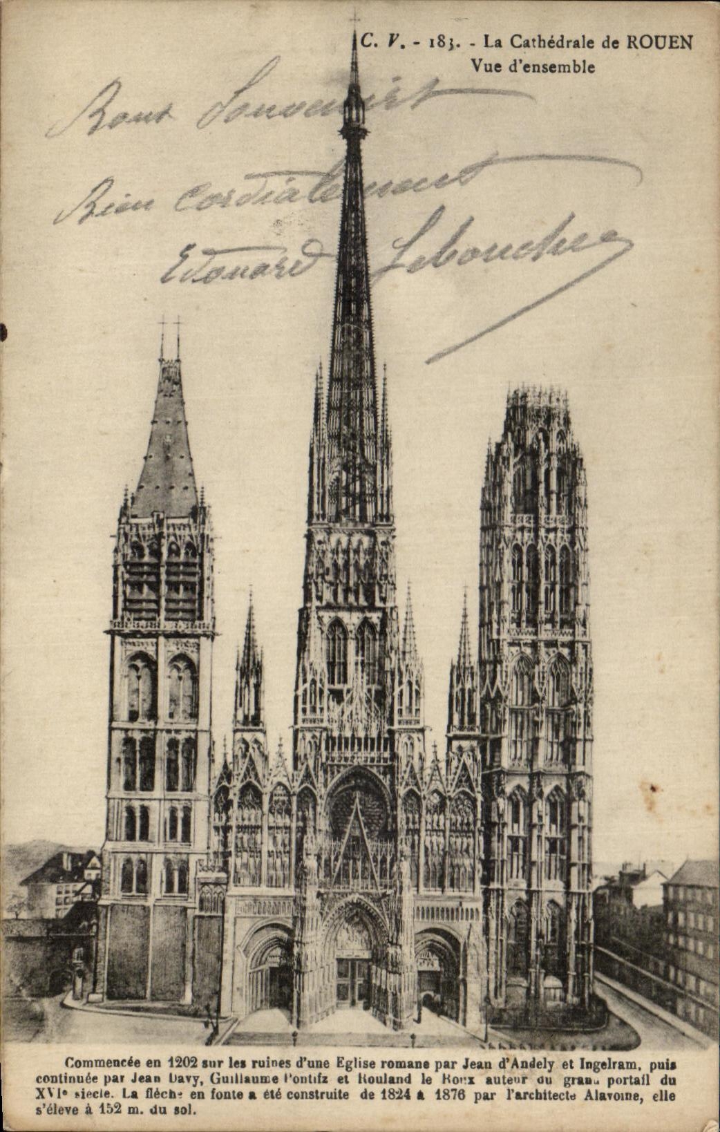 CPA the Cathedral of Rouen Overall picture