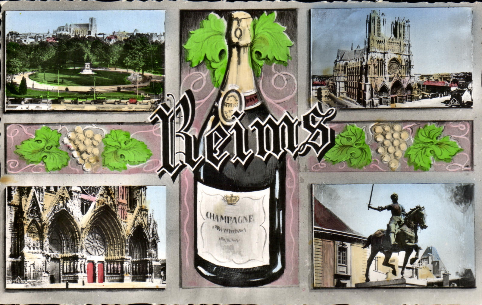 CPSM Rheims View And the Colbert Public garden the Cathedral champagne