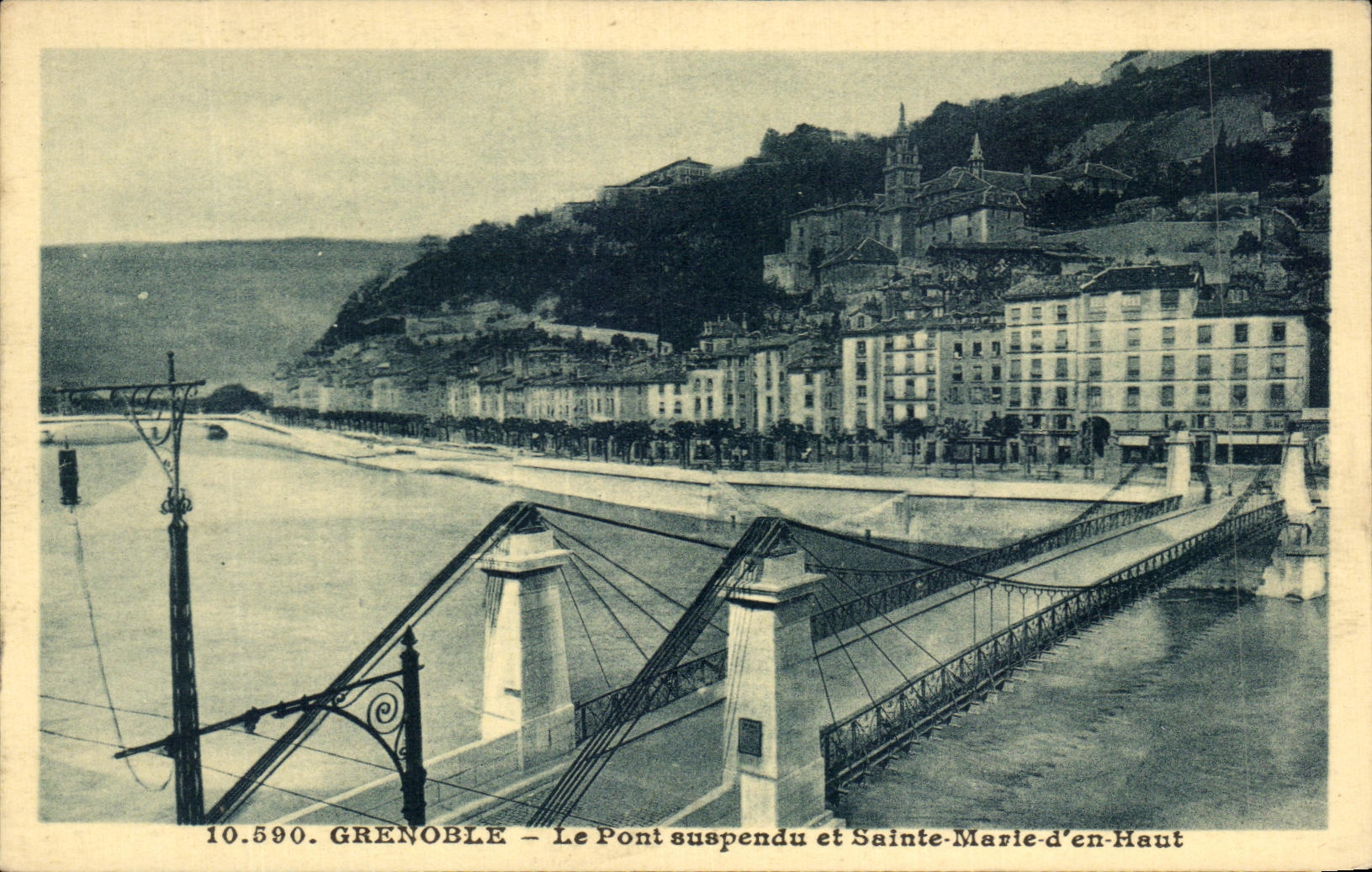 CPA Grenoble Le Pont Suspendu Et Sainte Marle D'en Haut