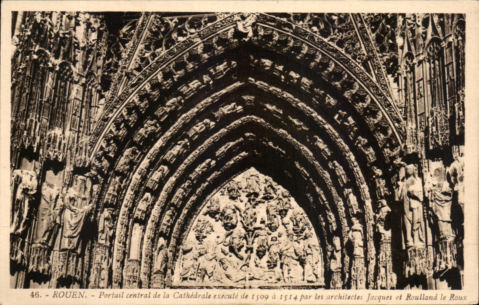 CPA Rouen Portail central of the Cathedral carries out of 1509 has 1514 by Jaques and Roulland the Russet-red one