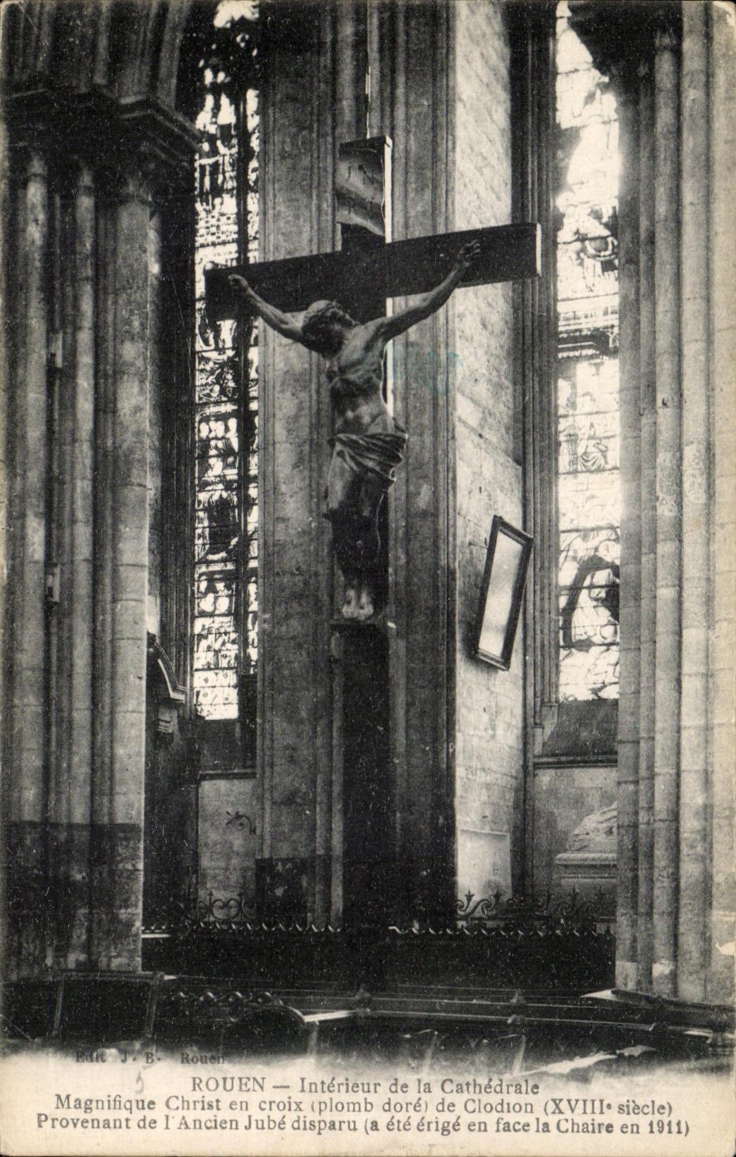 CPA Interior Rouen of the Splendid Cathedral Christ in Cross coming from old the jube