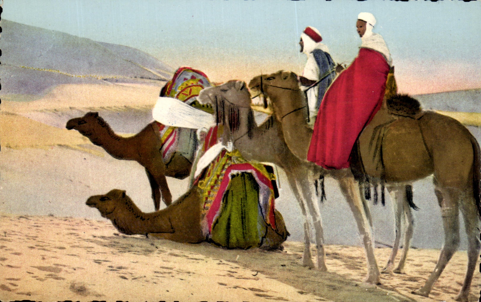 Escenas estandar de CPA de la africa del Norte hacia el camello del sur