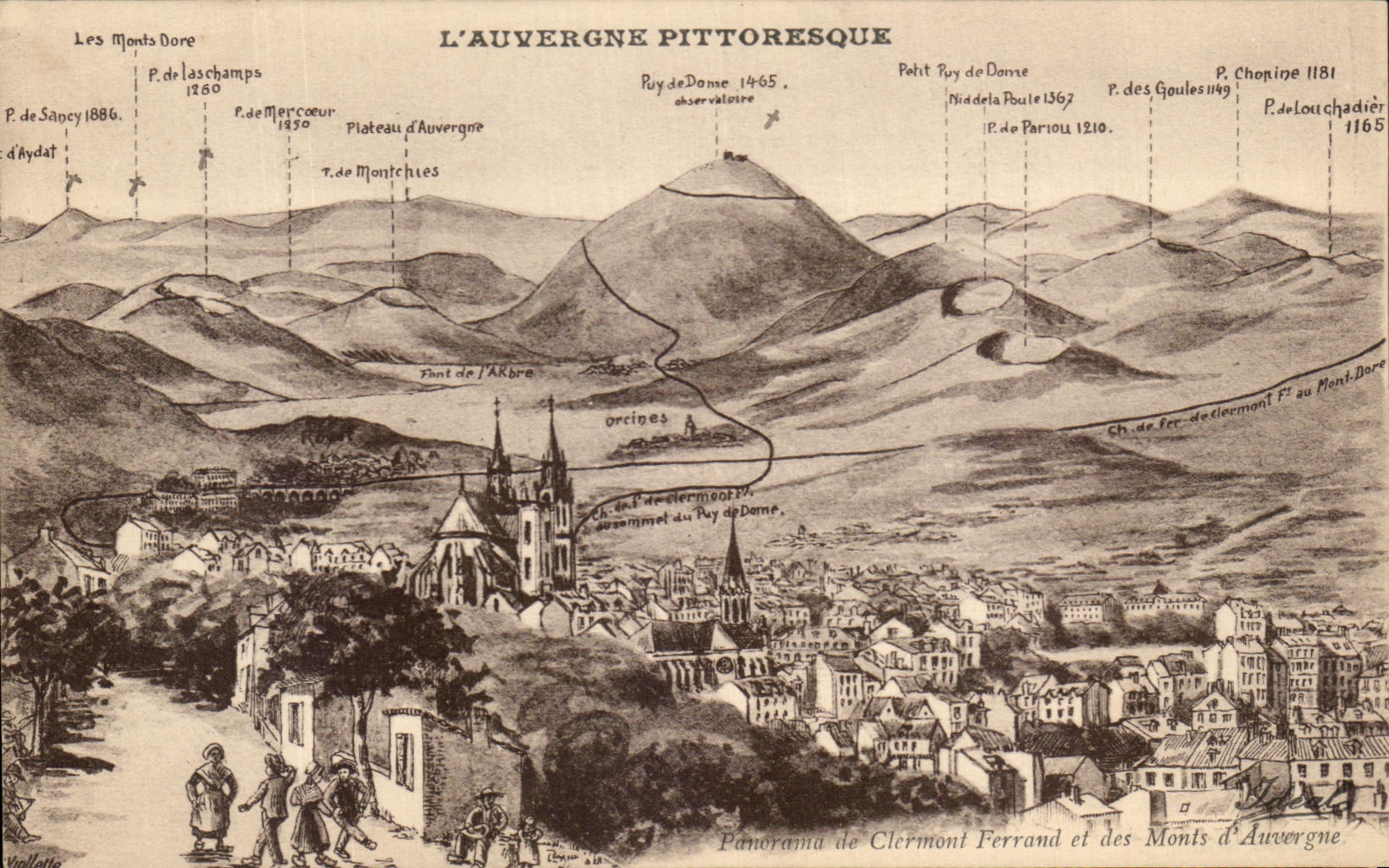 Panorama de CPA de Clermont-Ferrand y de los montajes de Auvergne