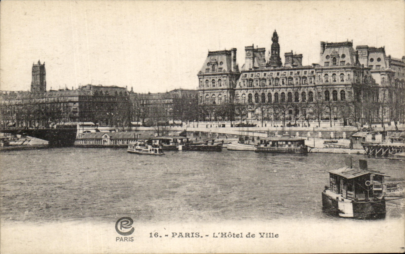 CPA Paris the Town hall Barges