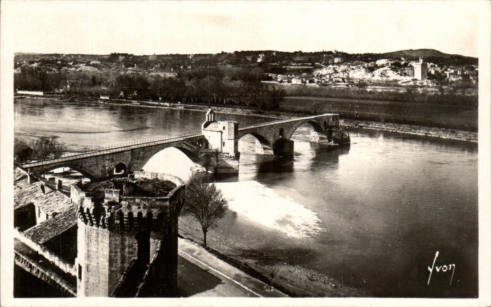 CPA Avignon el St Benezet del puente visto de la roca de los Dom