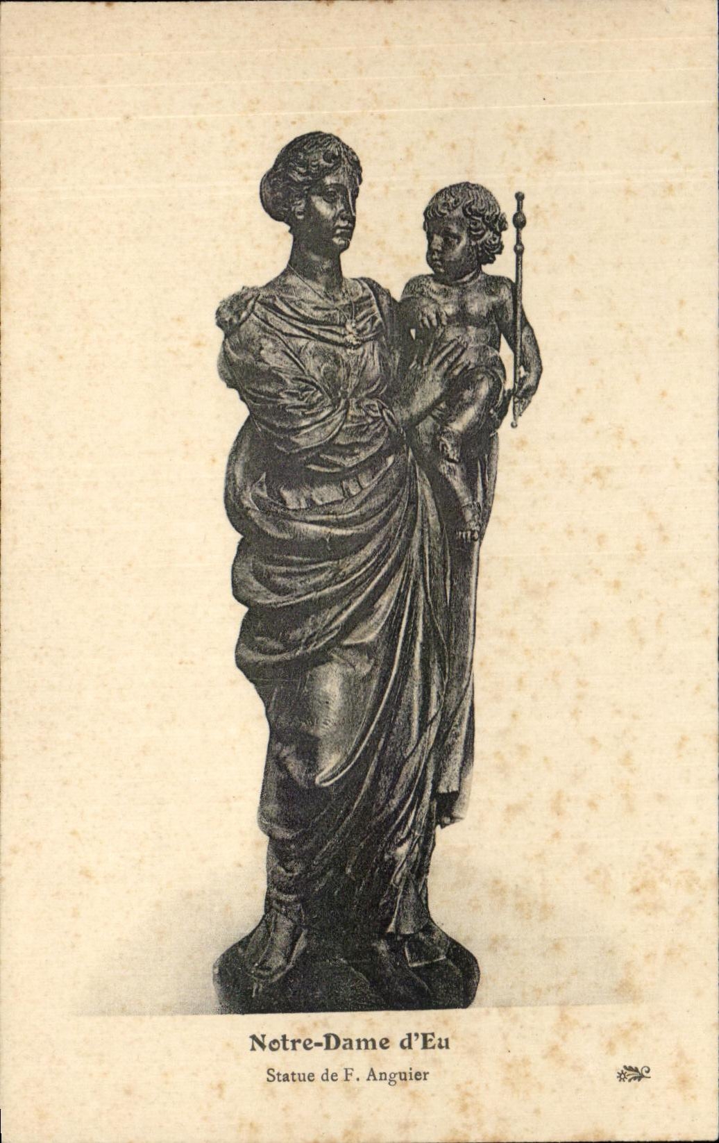 CPA Notre dame D'Eu Statue De F Anguier